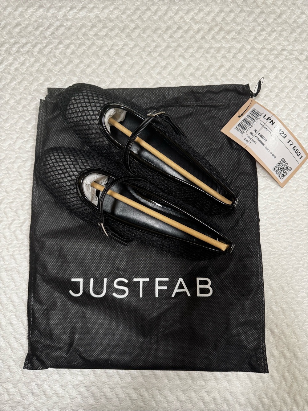 JustFab Black Women's Mary Jane Flats with Textured Upper